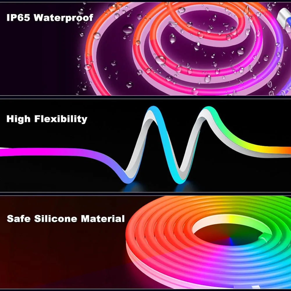 USB Powered RGBIC LED Neon Strip Light with App Control for Room Decor, Smart WiFi Neon Strip Light Halloween Christmas Lighting