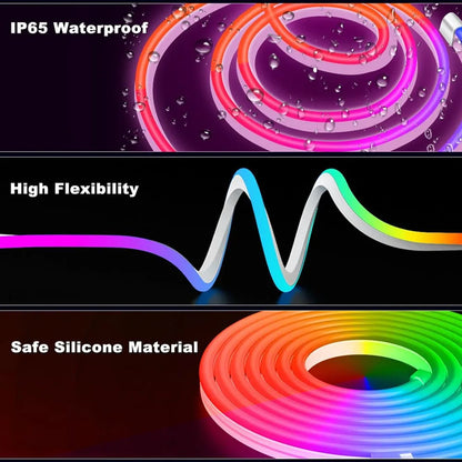 USB Powered RGBIC LED Neon Strip Light with App Control for Room Decor, Smart WiFi Neon Strip Light Halloween Christmas Lighting