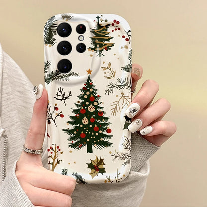 Cute Christmas Tree Snowman Phone Case For Samsung Galaxy S25 S24 S23 S22 Ultra Plus S21 FE A73 A72 A55 A54 Soft Silicone Cover