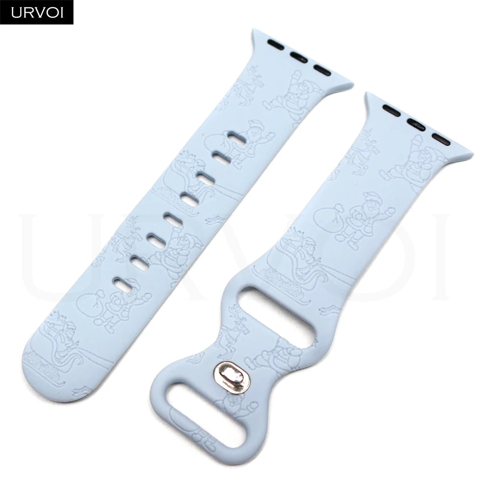 URVOI Christmas Sport Band for Apple Watch ultra 2 3 Series 11 10 9 8 Xmas tree silicone strap for iWatch Santa red green white