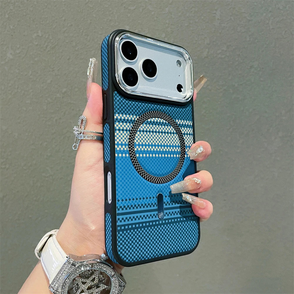 Slim Magnetic Striped Pattern Case for iPhone 17 Pro Max Air 16 15 14 13 12 11 for Magsafe Shockproof Ultra Thin Colorful Cover