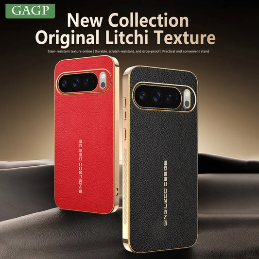 Classic Litchi Leather Magnetic Plating Frame Phone Case For Google Pixel 9 10 Pro XL 9A 6 7 8A Pro Non-slip Bumper Hard Cover
