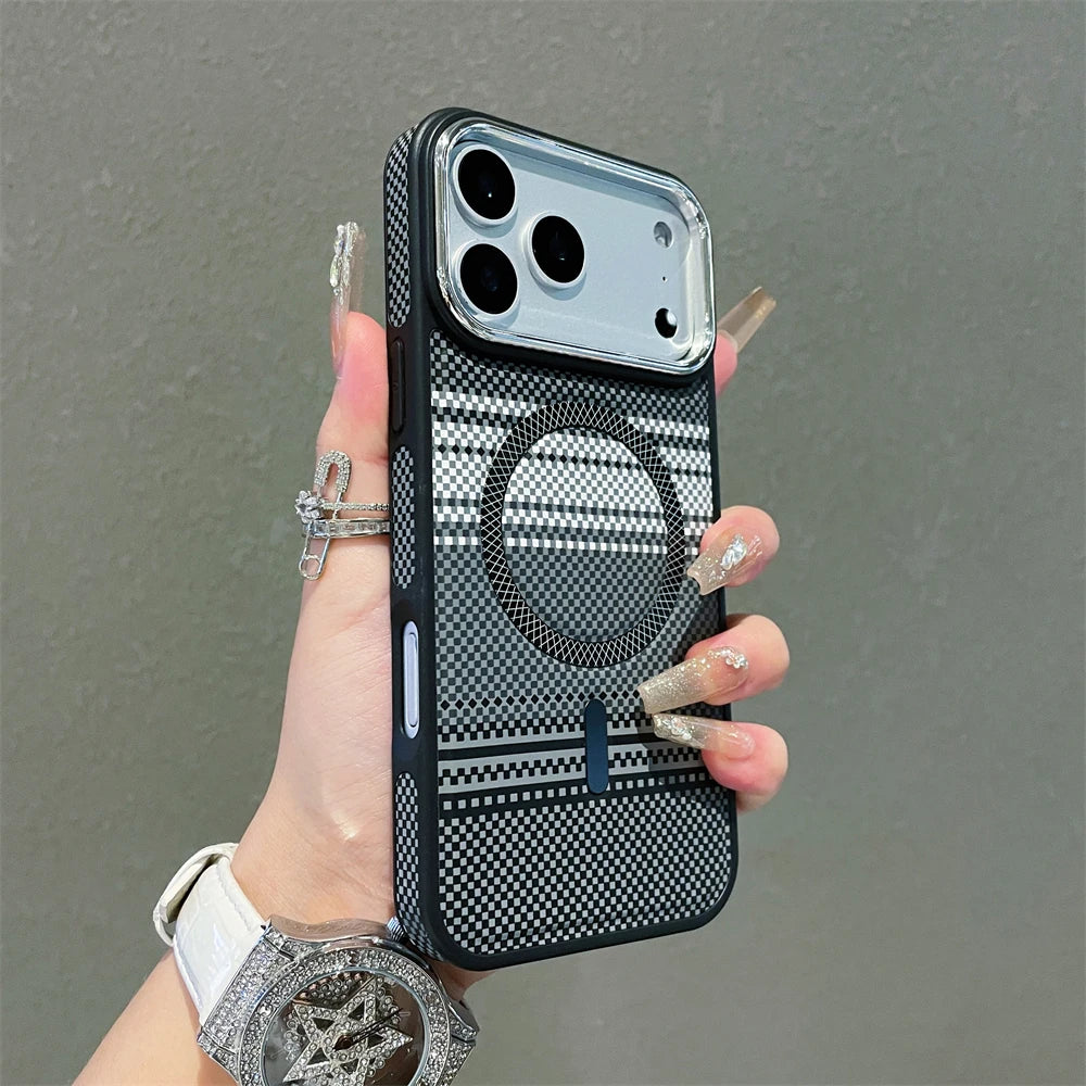 Slim Magnetic Striped Pattern Case for iPhone 17 Pro Max Air 16 15 14 13 12 11 for Magsafe Shockproof Ultra Thin Colorful Cover