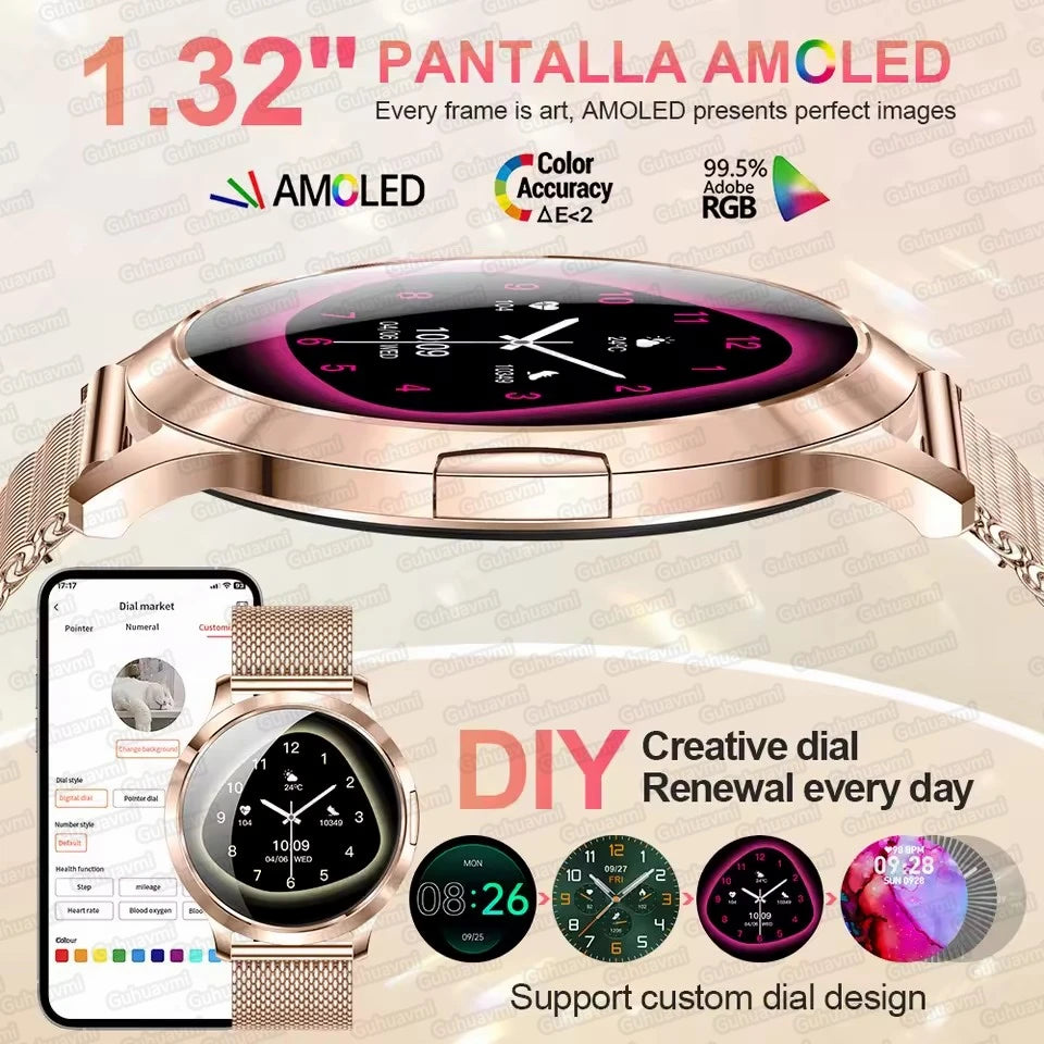 2025 New Smart Watch For Women Gift 1.32 Inch Full Touch Screen Sports Fitness Watches Bluetooth Calls Digital Smartwatch Ladies