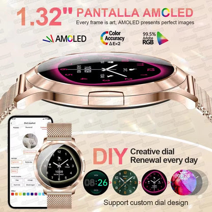 2025 New Smart Watch For Women Gift 1.32 Inch Full Touch Screen Sports Fitness Watches Bluetooth Calls Digital Smartwatch Ladies