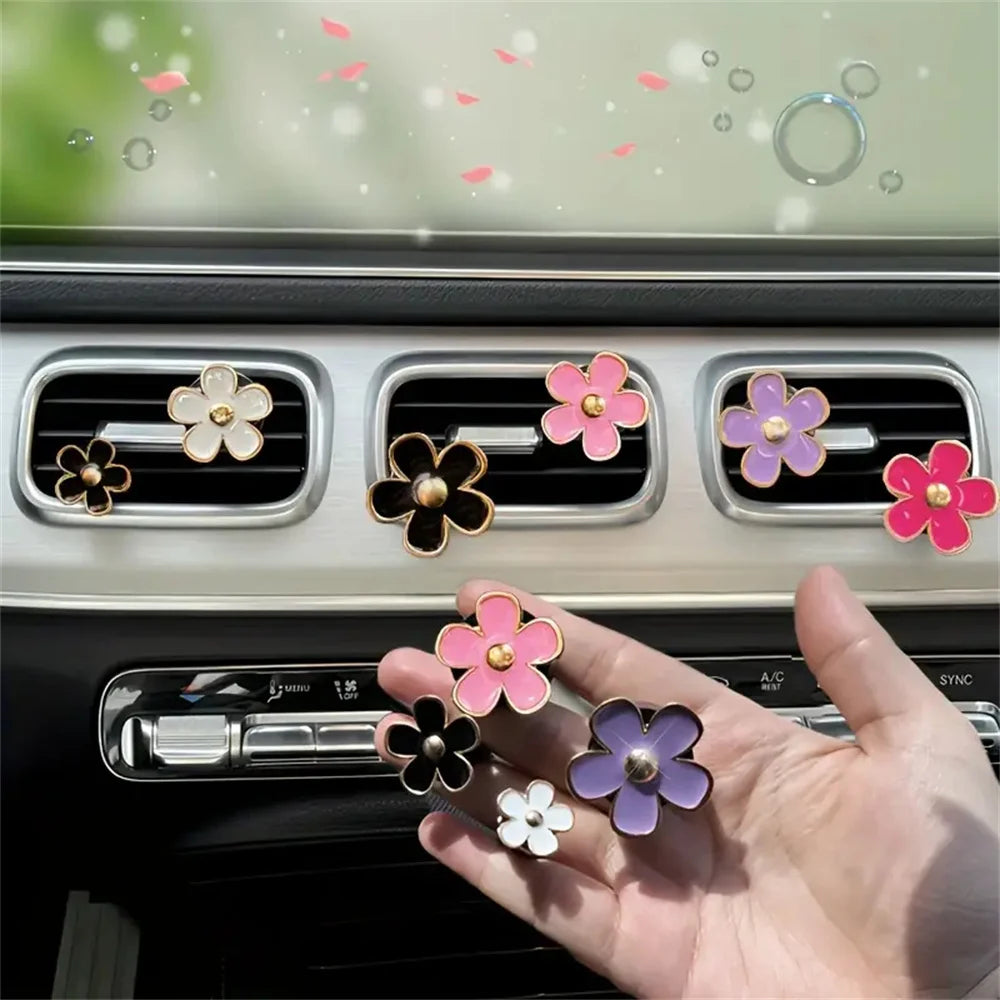 4-8pcs/set Small Car Air Outlet Perfume Decoration Clip Flower Daisy Design Car Interior Aromatherapy Fresheners Diffuser Access