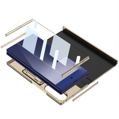 Phone Case For Samsung Galaxy Z TriFold Magnetic Leather Hinge Flip Cover TriFold PC Frame Kickstand Bracket 9H Glass Protector