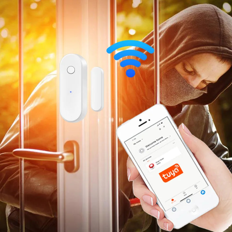 Smart Home Tuya WiFi Door Sensor Open Close Window Detector Security Alarm With Alexa Google APP Remote Control Notification