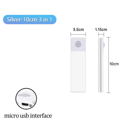 Cabinet Light USB Rechargeable Motion Sensor Led Three Colors In One Lamp For Kitchen Wardrobe Indoor Lighting 10/20/30/40/50cm