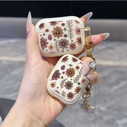 Brown flowers headphone protective cover for airpods 4 protective case pro2 soft case creative anti-fall protective case with sm