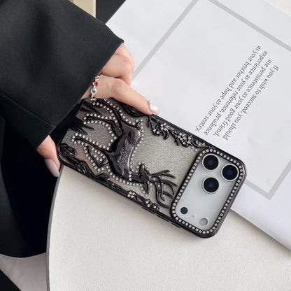 3D Deer Diamond Phone Case For iPhone 17 16 15 14 13 12 Pro Max 17pro Air Shiny Glitter Electroplated TPU Shockproof Soft Cover