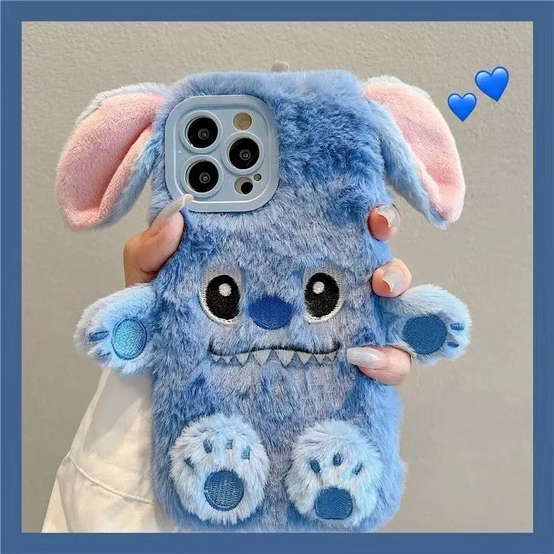 Lilo & Stitch Cartoon Plush Phone Case for iPhone 15 14 13 12 11 X XR XS XSMAX 8 7 Plus Mini Pro Max Anti-drop Protective Case