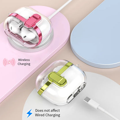 Transparent Case For Samsung Galaxy Buds 3 Pro/ Buds 3 Cover Lock buckle electroplating anti fall protective Galaxy Buds3 Cover