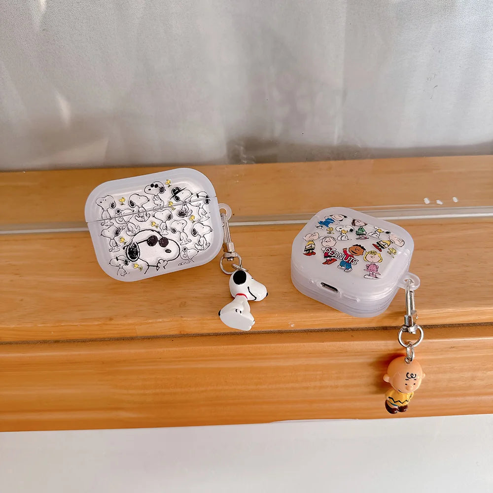 Cute Cartoon Snoopy Charlie Brown Earphone Case For Airpods 4 1 2 3 Pro 2  Wireless Bluetooth Headset Protective TPU Cover