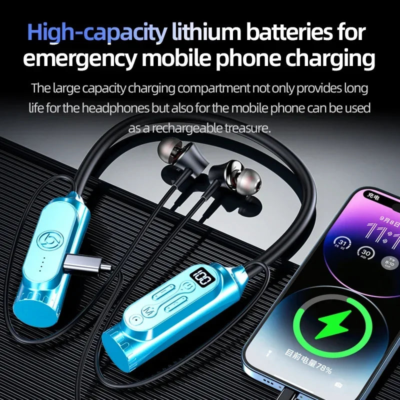 12000mAh 30000Hours Playback Wireless Bluetooth Earphones Magnetic Sports Running Headset Neckband Sport Earbuds Noise Reduction