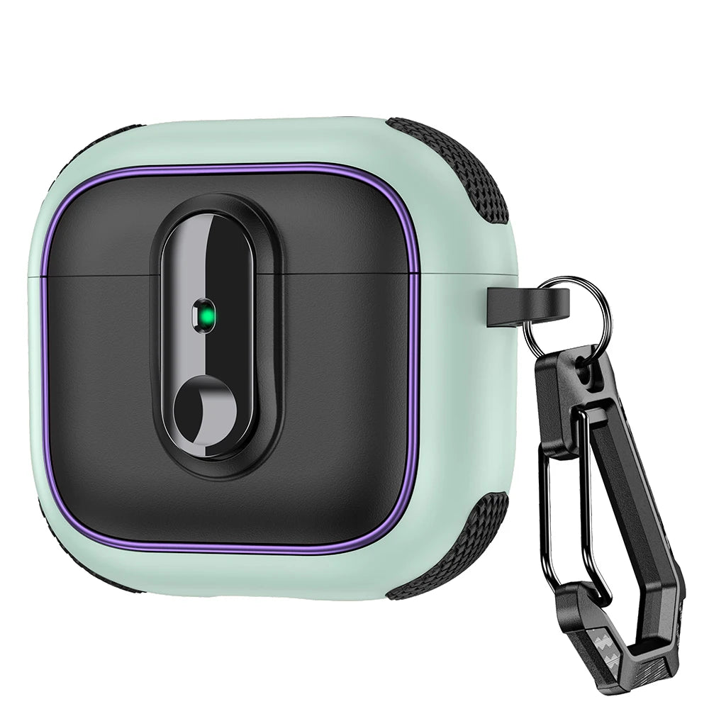 Armor Lock Earphone Cover For AirPods 4 Pro2 3 2 1 Case TPU PC Shockproof Headphone Coque For AirPods Pro 2 2nd 4th Gen Cases