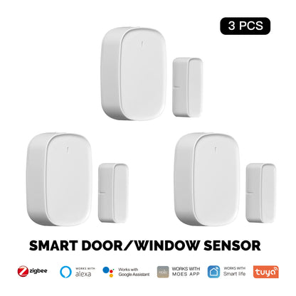 MOES Tuya ZigBee Smart Window Door Gate Sensor Detector Smart Home Security Alarm System Smart Life Tuya App Remote Control