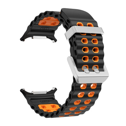 NEW Marine Silicone Strap For Samsung watch ultra 47mm Bracelet No Gaps Sport two-tone Band for Galaxy 7 ultra watchband straps