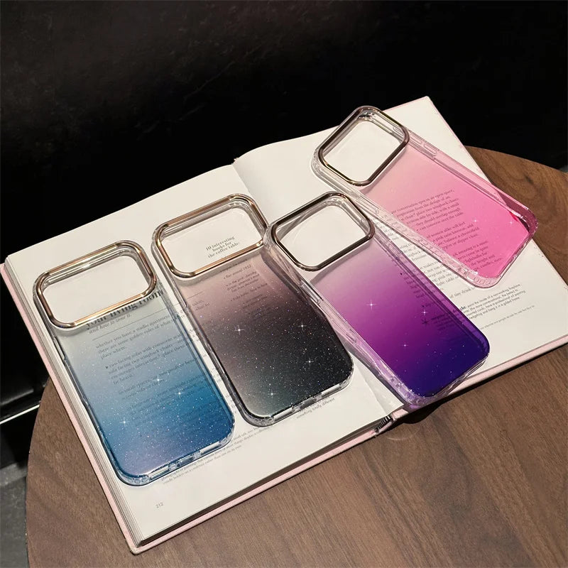 Popular Gradient Glitter Transparent Case For iPhone 17 Air 16/E 15 14 Plus 13 12 11 Pro Max Soft TPU Shockproof Protector Cover