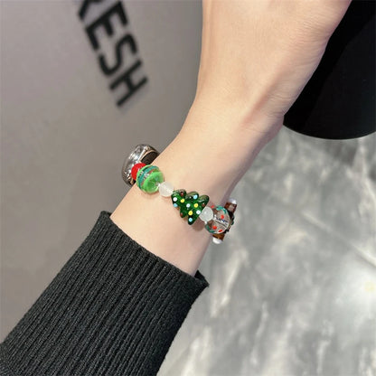 Christmas Strap For Xiaomi Mi Band 10 9 8 Pro Miband 9Pro 8 Pro Gingerbread Resin Beaded Elastic Bracelet Wristband Watch Band