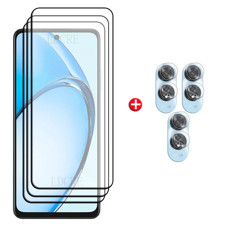 6-in-1 For OPPO A60 Glass For OPPO A60 Tempered Glass 9H HD Protective Full Cover Glue Screen Protector OPPO A 60 A60 Lens Glass