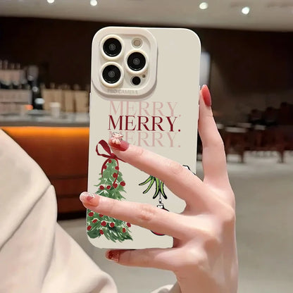 Christmas Tree Pattern Soft Phone Case For iPhone 17 16 15 Pro Max 14 13 12 11 XS X XR 7 8 Plus 16E Air Shockproof Bumper Cover