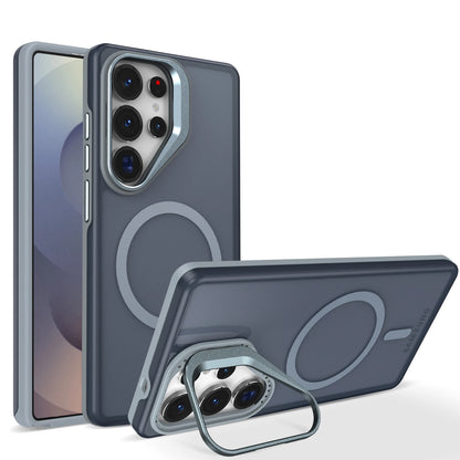 Luxury Matte Clear With Holder Magnetic Magsafe Case For Samsung Galaxy S25 S24 S23 S22 Ultra Plus S25Edge S24FE S25FE Cover