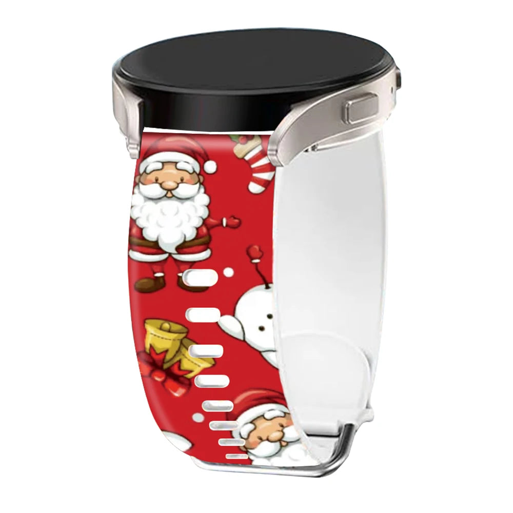 20 22mm Christmas Strap for Samsung Galaxy Watch FE 7 6 5 4 40mm 44mm/5 Pro/Watch 6 4 Classic Holiday Silicone Band for Active 2