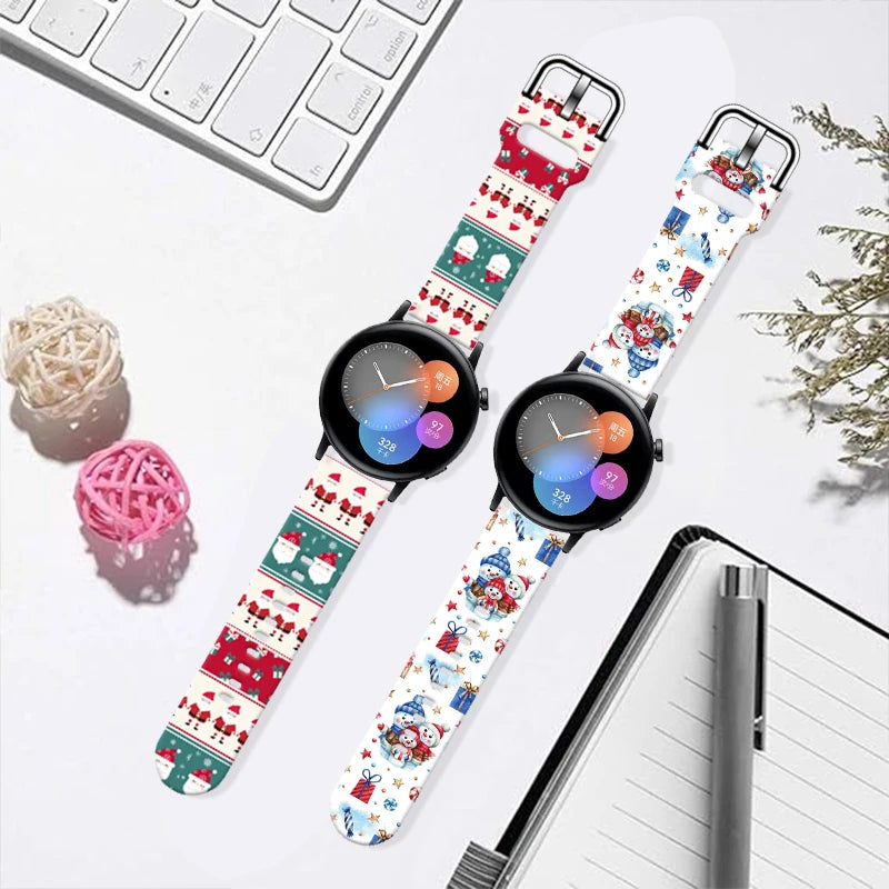 20mm Christmas Series 5 Strap for Samsung Galaxy Watch 7/6/5 40mm 44mm Band Replaceable Bracelet for Xiaomi Huawei Amazfit Watch