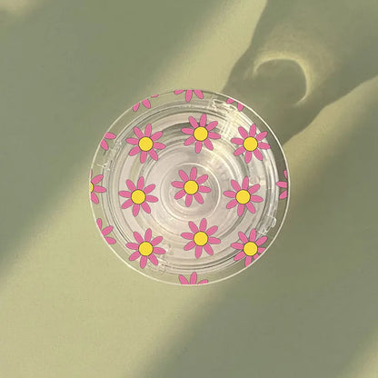 Luxury Wide Beautiful White Daisy Flower Phone Stand Holder Griptok for IPhone 15 Samsung Huawei Xiaomi INS Korean Clear Bracket