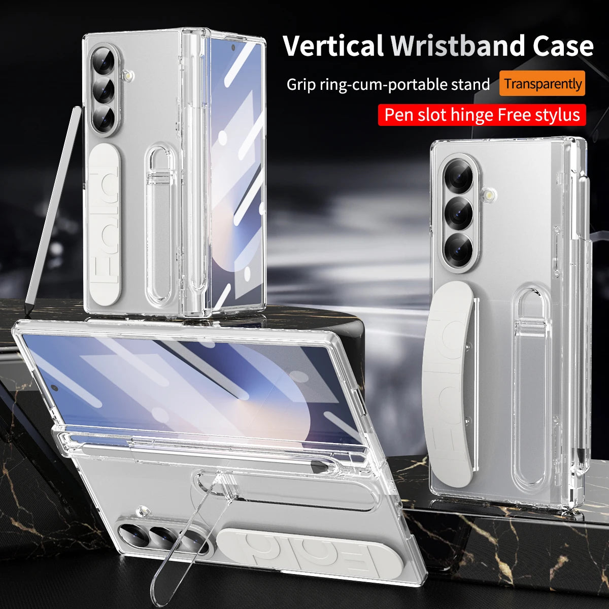 For Samsung Galaxy Z Fold 7 6 5 4 3 Luxury Wristband Hinge Lnvisible Folding Bracket Screen Glass Protect  Film Shockproof Cover