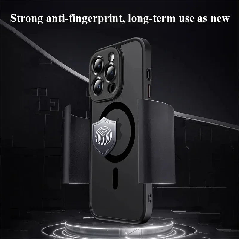 Original Case For iPhone 16 15 14 13 12 11 Pro Max Plus For Magsafe Magnetic Wireless Charge Lens Protector Matte Cover