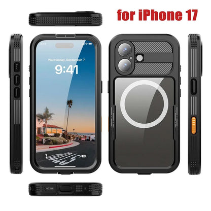 for  iPhone 17 Pro Max 17 Air Waterproof Case for Magsafe Magnetic Wireless Charging Shockproof Pouch Screen Lens Protector