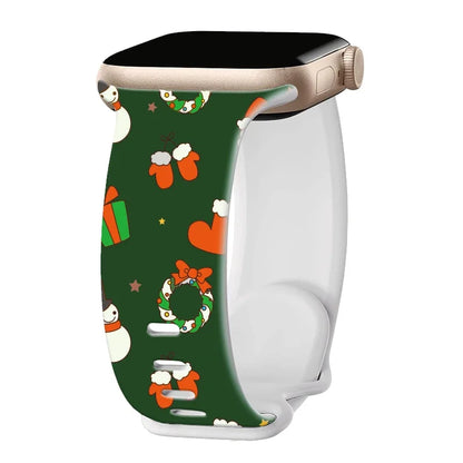 Christmas Silicone Print Band for Apple Watch 44mm 45mm 41mm 49mm 42mm 46mm Strap Bracelet for iWatch Series 10/9/8/7/SE/6/5/4
