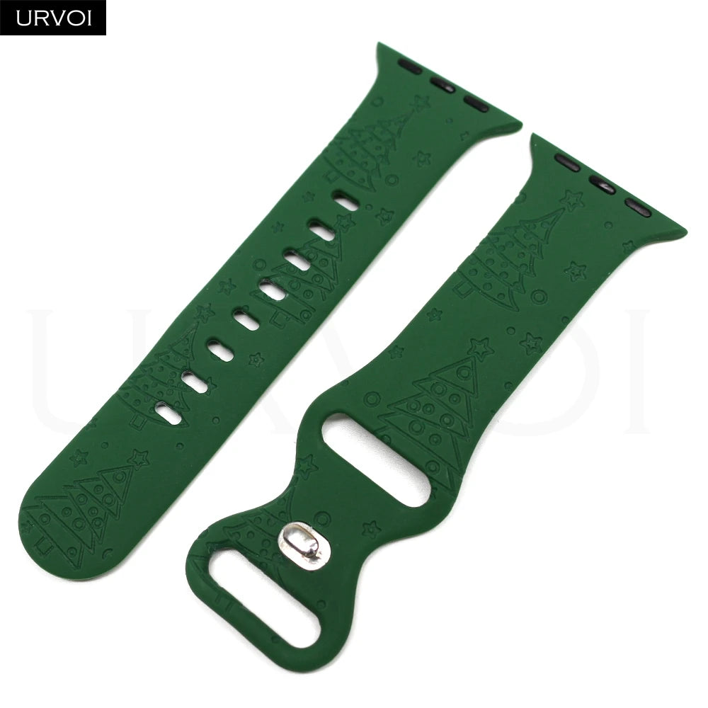URVOI Christmas Sport Band for Apple Watch ultra 2 3 Series 11 10 9 8 Xmas tree silicone strap for iWatch Santa red green white