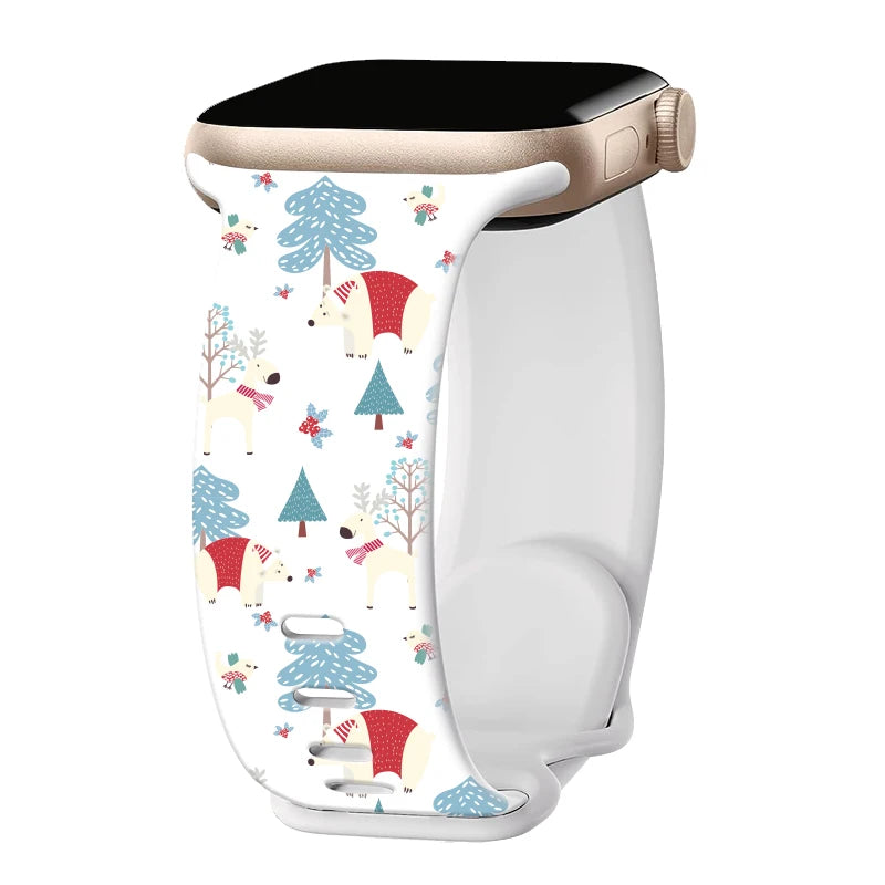 Christmas Strap for Apple Watch Ultra 3 Band 49mm 46mm 41mm 42mm 44mm 45mm Silicone Loop Bracelet for iWatch 11 10 9 8 7 6 5 SE