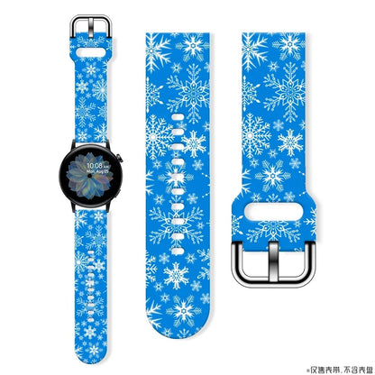 20MM Snowflake series printed watch strap for Samsung Galaxy Watch 7/6/5 40mm 44mm Band Replaceable Bracelet for Xiaomi Huawei