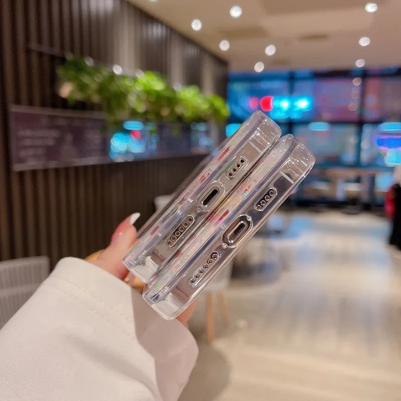 Cute Cartoon Santa Claus Snowman Shake Quicksand 3D Bling Glitter Phone Cover For iPhone 16 14 13 12 11 15Pro Max Christmas Case