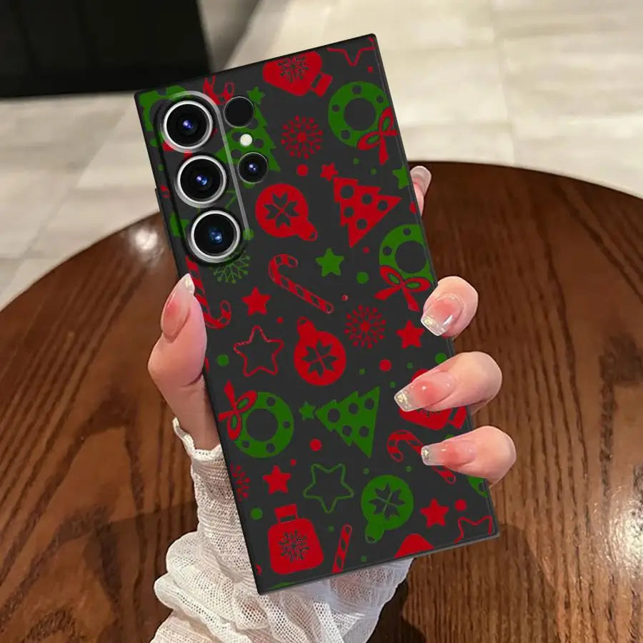 Creative Christmas Element Fashion Case for Samsung Galaxy S25 Edge S21 FE S24 Plus S23 Ultra S20 Black Soft Phone Cover