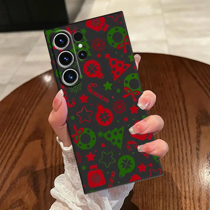 Creative Christmas Element Fashion Case for Samsung Galaxy S25 Edge S21 FE S24 Plus S23 Ultra S20 Black Soft Phone Cover