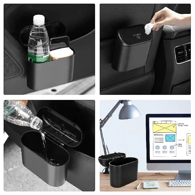 Car Trash Can Bin with Lid Universal Vehicle Mini Leakproof Garbage Can Bin Car Organizers and Storage for Auto Office Home
