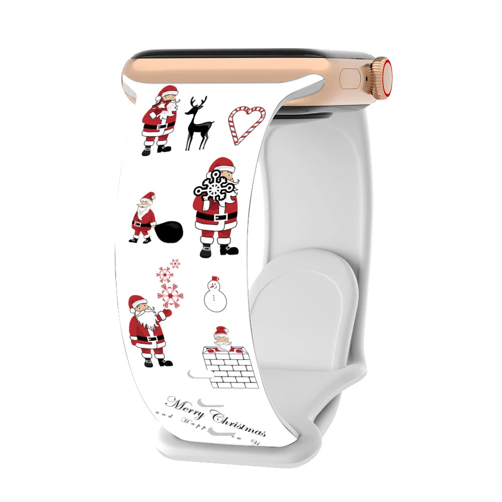 Silicone Christmas Band for Apple Watch Strap 46mm 41mm 42mm 44mm 45mm 49mm Sport Bracelet for iWatch 11 10 9 8 7 6 5 SE Ultra 3
