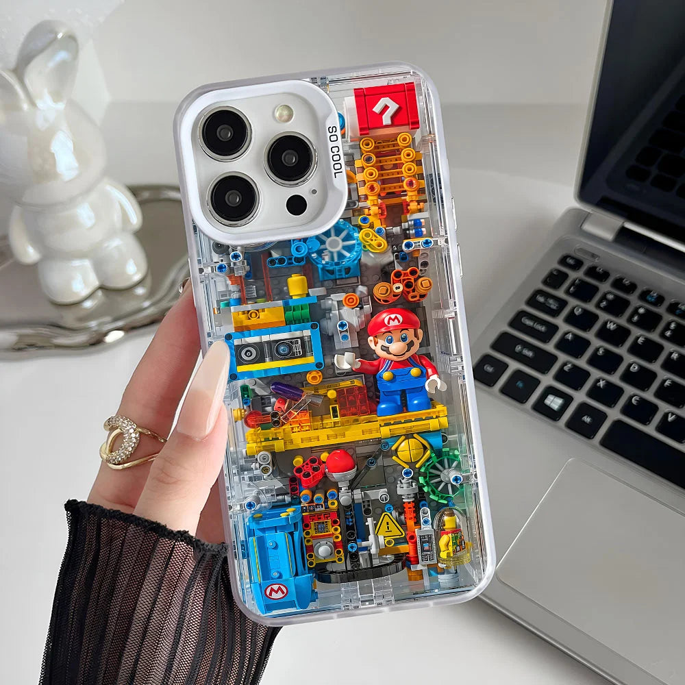 Super M-MarioS Bros Game Phone Case IMD Color Silver Shell For IPhone 16 15 14 13 12 11 Pro Max Plus