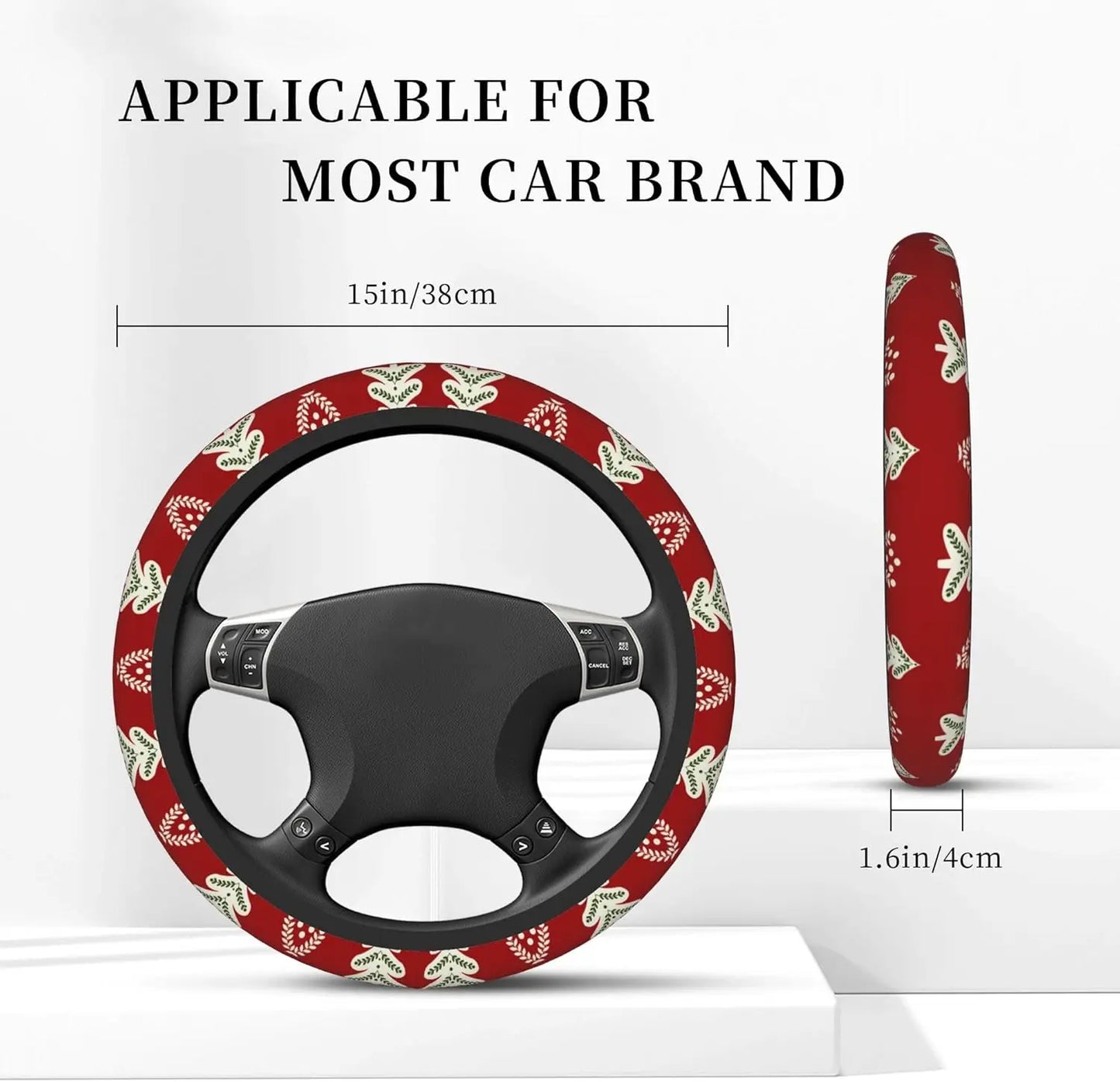 Christmas Tree Car Steering Wheel Cover, Non-Slip Absorbing Sweat Car Wheel Cover Accessories for Men Women,Universal One Size