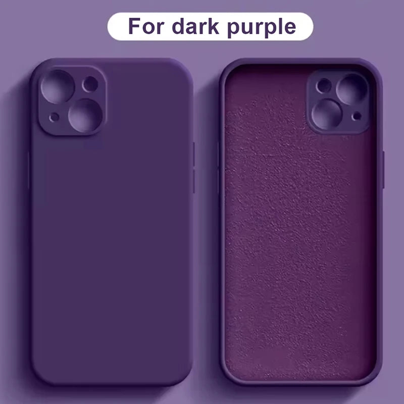 Full Protection case Dark Purple For iPhone 16 Liquid Silicone Phone Case 11 12 13 14 15 Pro Max Mini X XS XR 7 8 14 15 16 Plus