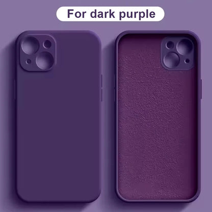 Full Protection case Dark Purple For iPhone 16 Liquid Silicone Phone Case 11 12 13 14 15 Pro Max Mini X XS XR 7 8 14 15 16 Plus