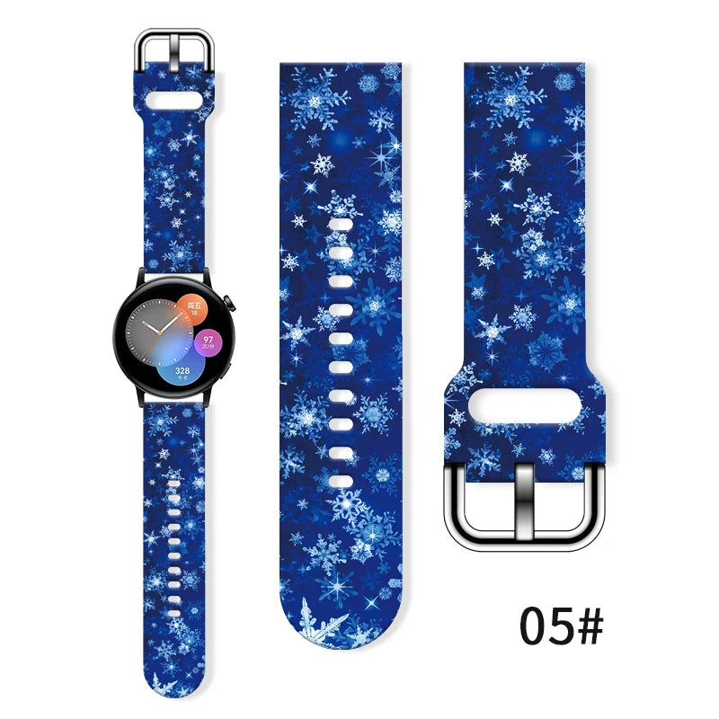 20mm Christmas 6 Strap for Samsung Galaxy Watch 7/6/5 40mm 44mm Band Replaceable Bracelet for Xiaomi Huawei Amazfit Watchband