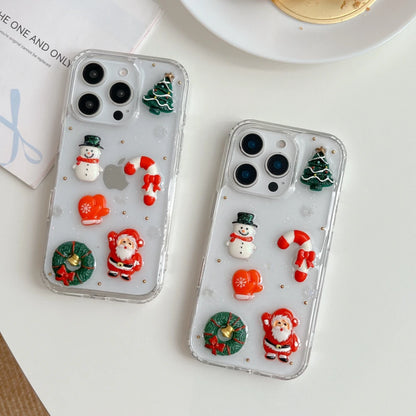 3D Bling Glitter Christmas Socks Snowman Santa Claus Cartoon Cute Phone Case For iPhone 16 15 14 13 12 11 17 Pro Max Soft Cover