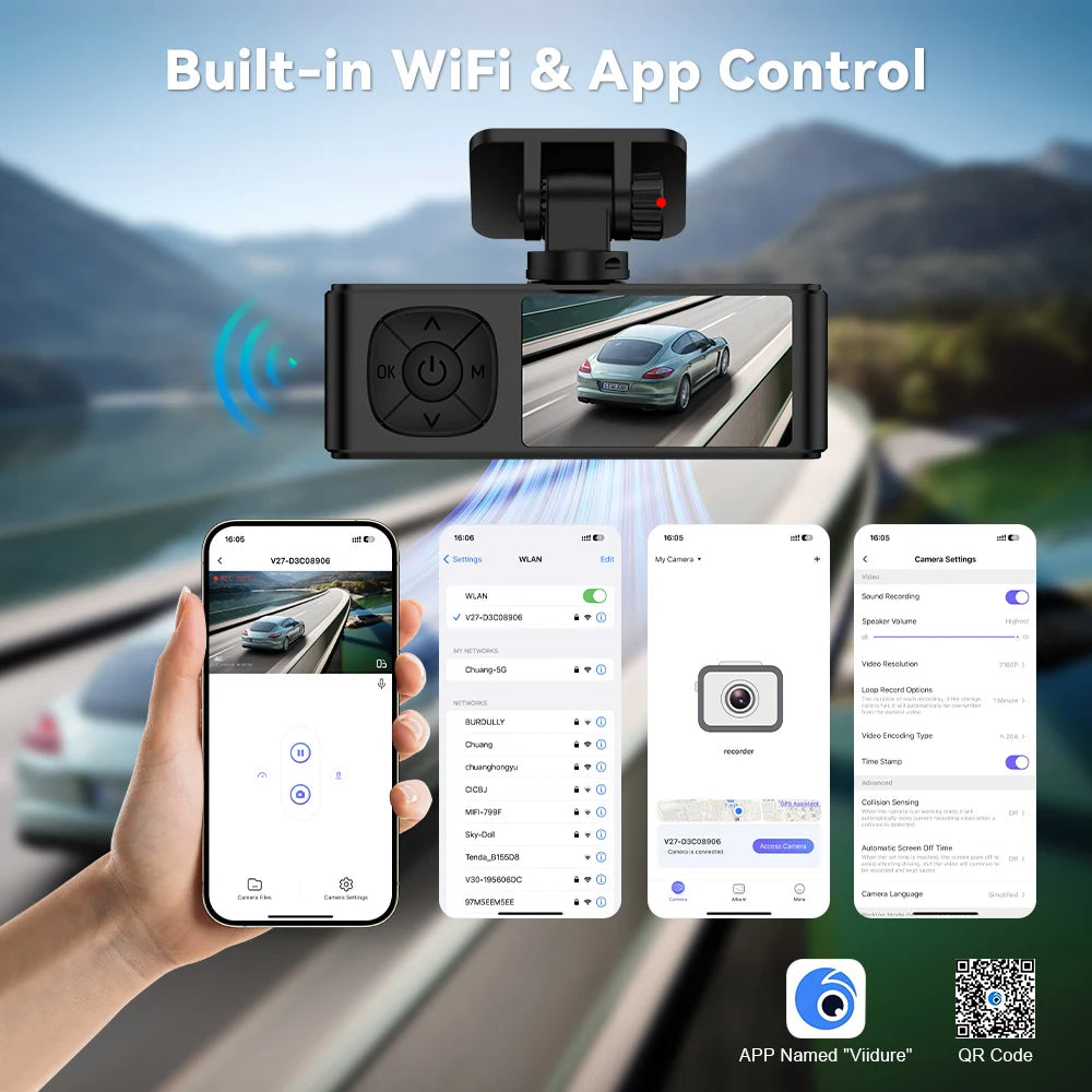 Soam 4K Full HD Dual Dash Camera,Front 4K+Rear 1080P,Built-in WiFi,1.97" IPS Screen,Night Vision,WDR,24H Parking Monitor