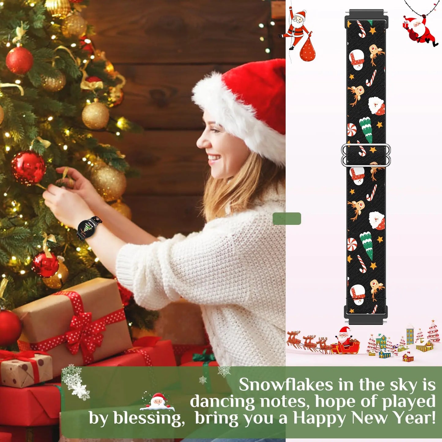 20mm Christmas Nylon Band Compatible For Galaxy Watch 7 6 5 4 FE Band 40mm 44mm 5 Pro 45mm for Galaxy Watch 6 4 Classic 47mm